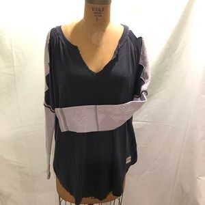 Free people blue and purple deep V sweatshirt L